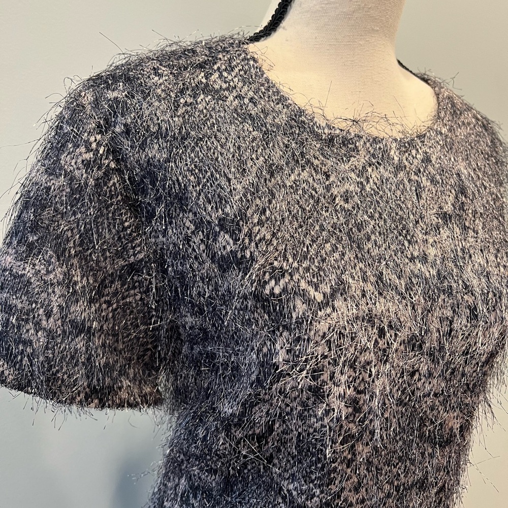 Banana Republic Gray Snakeskin Print Eyelash Fringe Shift Dress - Picture 4 of 8